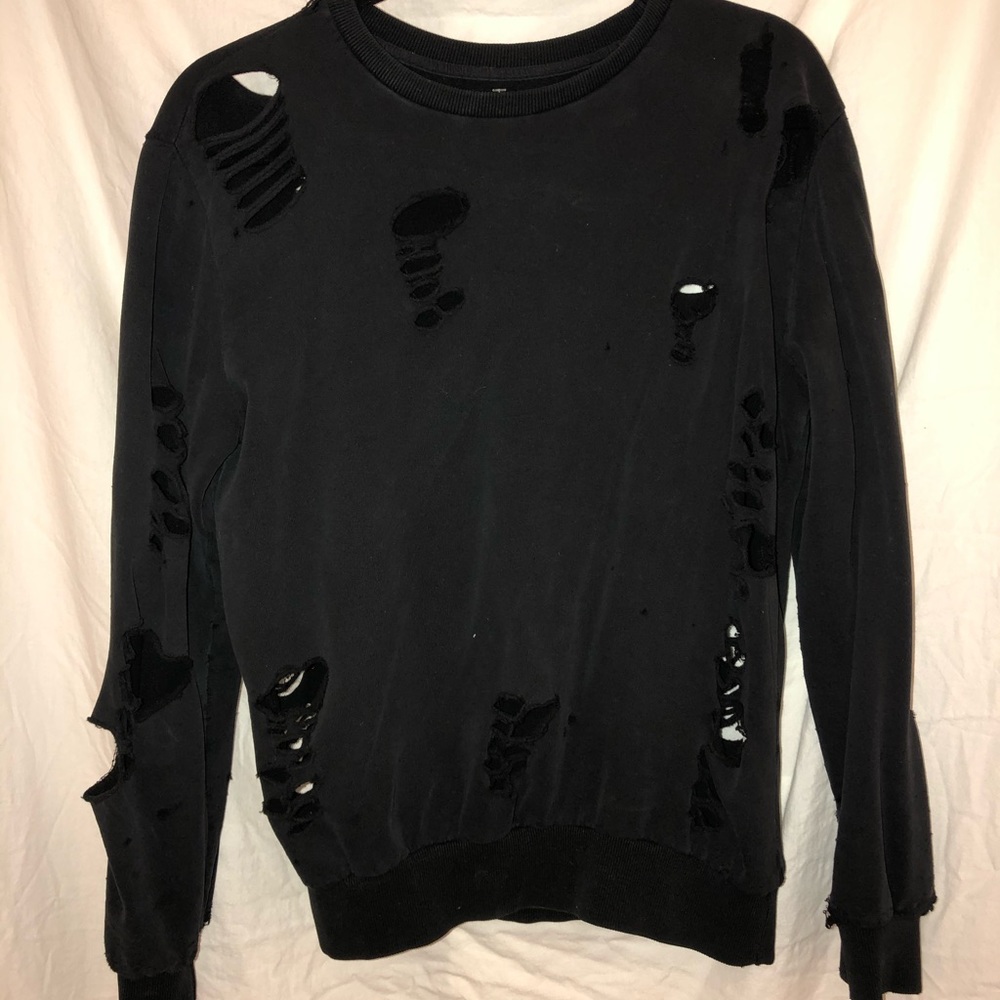 LF Black ripped sweatshirt